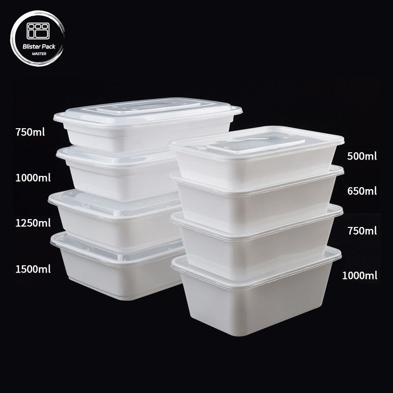 Микроволновая PP одноразовая пластиковая коробка с крышками Clea Multi-Size 500 мл до 1500 мл