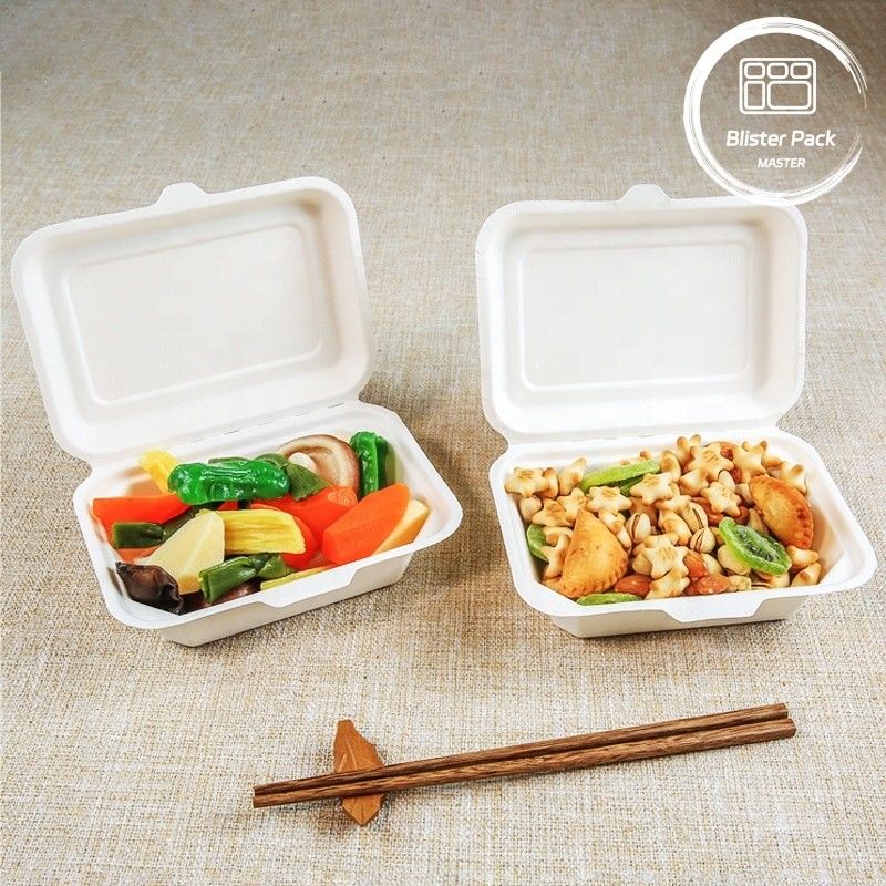 Blister Eco Compostable Clamshell 3 Compartment одноразовая коробка для обеда сахарный тростник