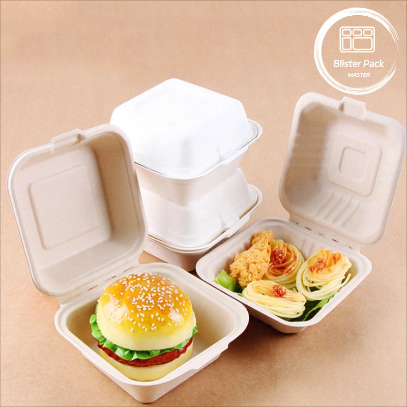 Blister Eco Compostable Clamshell 3 Compartment одноразовая коробка для обеда сахарный тростник